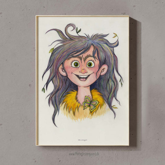Naturlig vild - illustration med en vild pige
